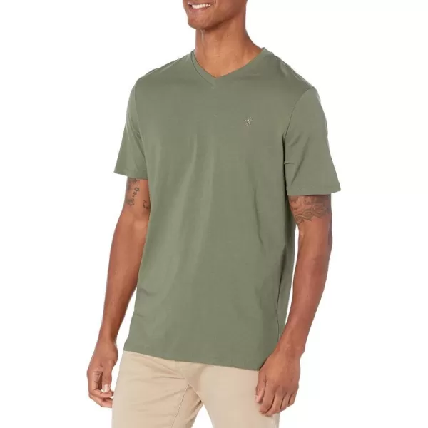 Calvin Klein Mens Smooth Cotton Solid VNeck TShirtShadow