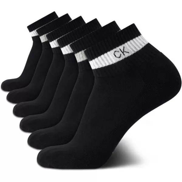 Calvin Klein Mens Socks  Athletic Cushioned High Quarter Cut Socks 6 PackBlack Assorted