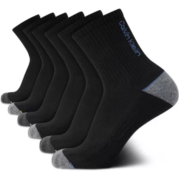 Calvin Klein Mens Socks  Athletic Cushioned High Quarter Cut Socks 6 PackBlack Multi