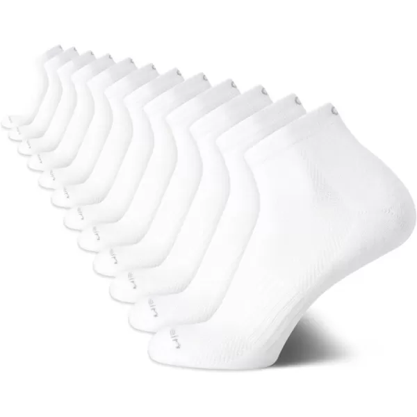 Calvin Klein Mens Socks  Athletic Cushioned Quarter Cut Ankle Socks 12 PackAll White