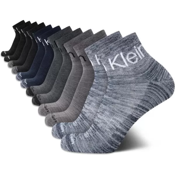 Calvin Klein Mens Socks  Athletic Cushioned Quarter Cut Ankle Socks 12 PackAssorted