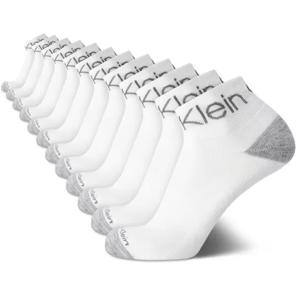 Calvin Klein Mens Socks  Athletic Cushioned Quarter Cut Ankle Socks 12 PackWhite Assorted