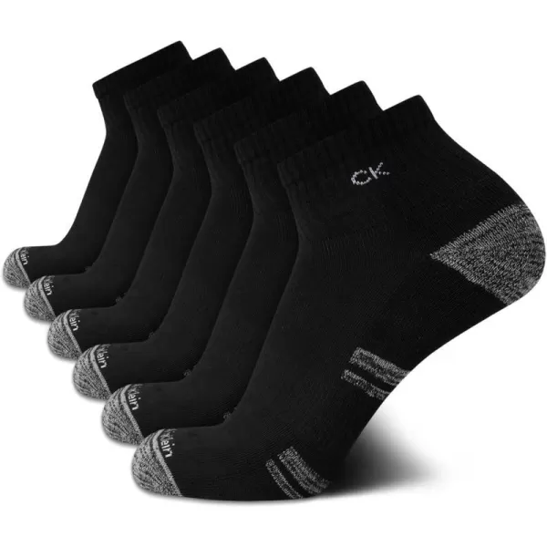 Calvin Klein Mens Socks  Athletic Cushioned Quarter Cut Socks 6 PackBlackGrey