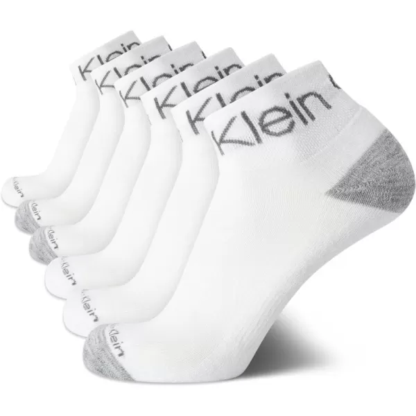 Calvin Klein Mens Socks  Athletic Cushioned Quarter Cut Socks 6 PackWhite Assorted