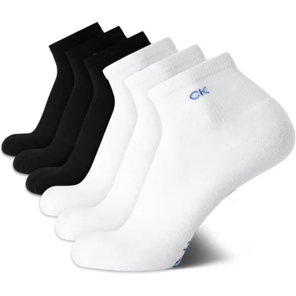 Calvin Klein Mens Socks  Cushioned Above Ankle Athletic MiniCrew Socks 6 PackBlackWhite