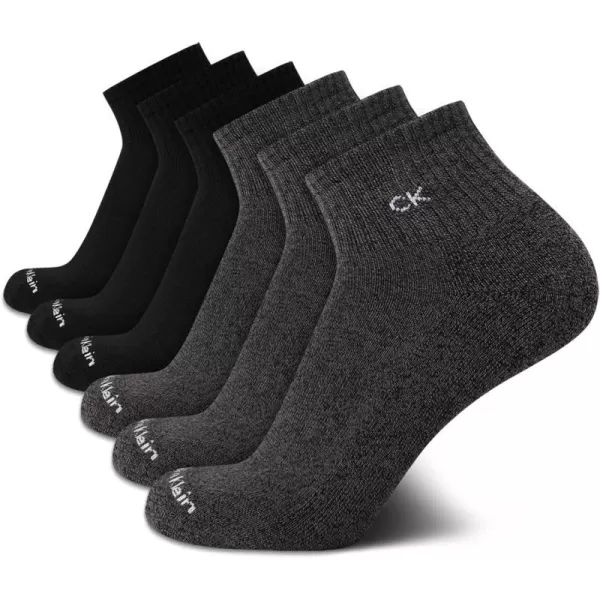 Calvin Klein Mens Socks  Cushioned Above Ankle Athletic MiniCrew Socks 6 PackGreyBlack