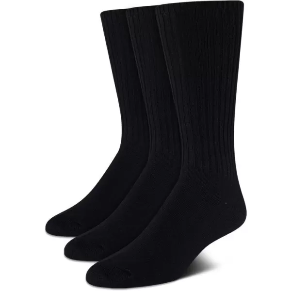 Calvin Klein Mens Socks  Lightweight Cotton Blend Crew Socks 3 PackBlack