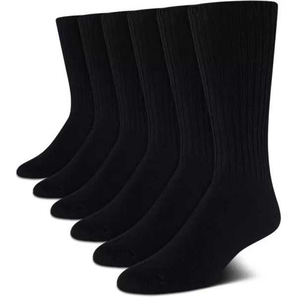 Calvin Klein Mens Socks  Lightweight Cotton Blend Crew Socks 6 PackBlack