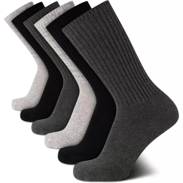 Calvin Klein Mens Socks  Lightweight Cotton Blend Crew Socks 6 PackCharcoal