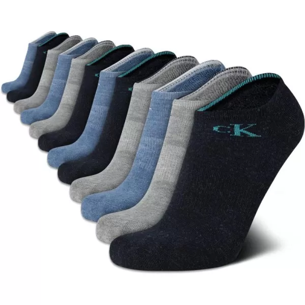 Calvin Klein Mens Socks  Lightweight No Show Socks 12 PackBlue Assorted