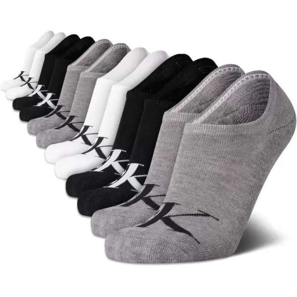 Calvin Klein Mens Socks  Low Cut Ankle Socks 12 PackGreyWhiteBlack