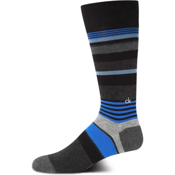 Calvin Klein Mens Socks  Luxury Cotton Blend Dress Socks 1 PairBlackBlue Stripe