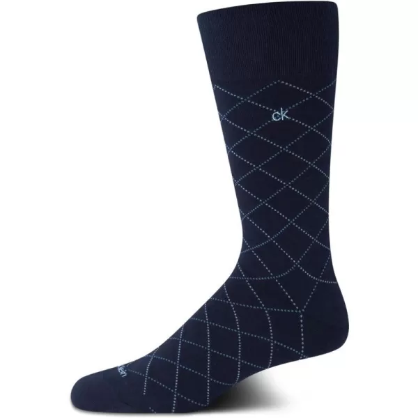 Calvin Klein Mens Socks  Luxury Cotton Blend Dress Socks 1 PairBlue Diamond