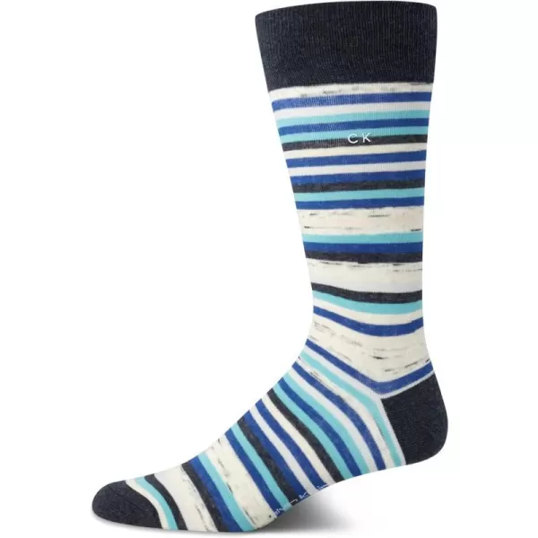 Calvin Klein Mens Socks  Luxury Cotton Blend Dress Socks 1 PairBlue Stripe