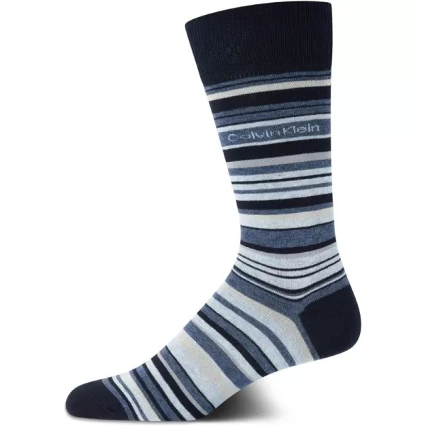 Calvin Klein Mens Socks  Luxury Cotton Blend Dress Socks 1 PairNavy Stripes