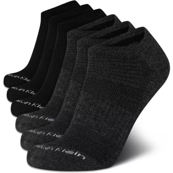 Calvin Klein Mens Socks  No Show Ankle Socks 6 PackBlackCharcoal