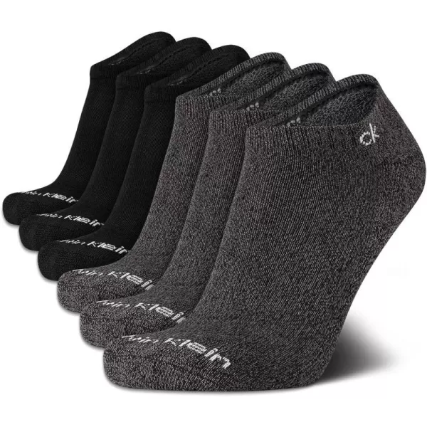 Calvin Klein Mens Socks  No Show Low Cut Athletic Socks 6 PackBlackGrey Solid