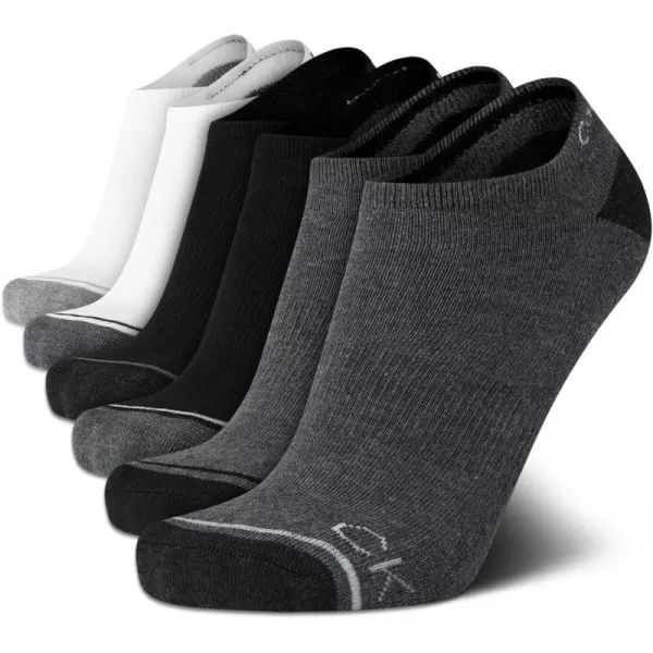 Calvin Klein Mens Socks  No Show Low Cut Athletic Socks 6 PackGrey Heather Assorted