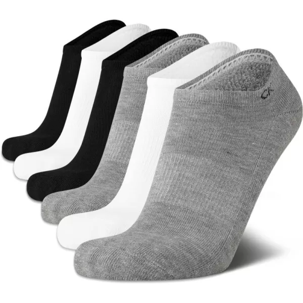 Calvin Klein Mens Socks  No Show Low Cut Athletic Socks 6 PackGreyBlackWhite