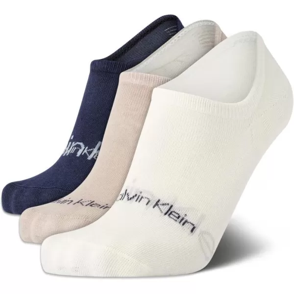 Calvin Klein Mens Socks  No Show Sneaker Liner Socks 3 PackTan Multi