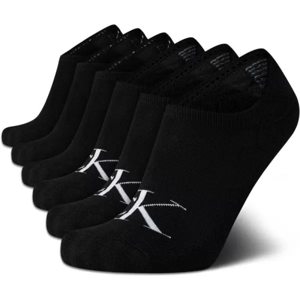 Calvin Klein Mens Socks  No Show Sneaker Liner Socks 6 PackBlack Logo