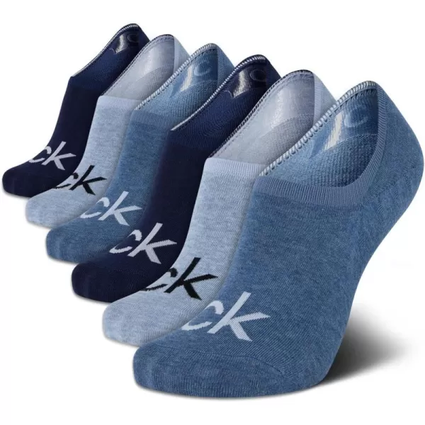 Calvin Klein Mens Socks  No Show Sneaker Liner Socks 6 PackBlue