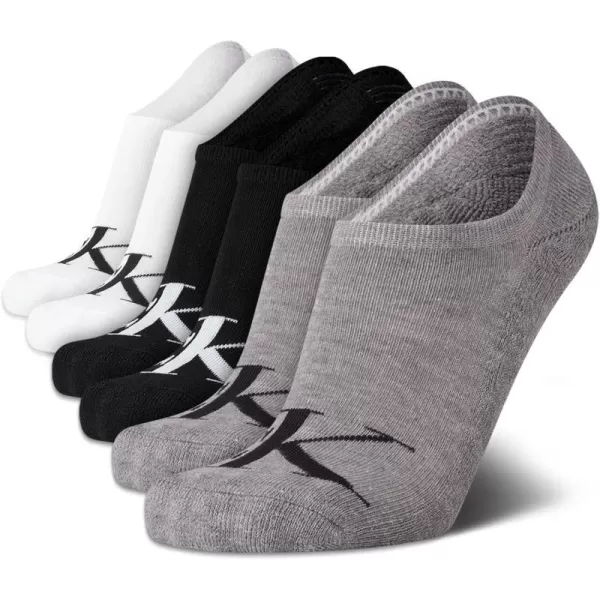 Calvin Klein Mens Socks  No Show Sneaker Liner Socks 6 PackGreyWhiteBlack