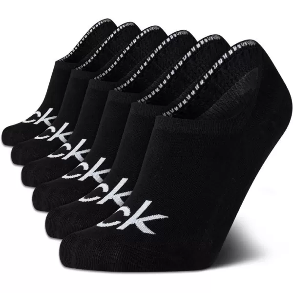 Calvin Klein Mens Socks  No Show Sneaker Liner Socks 6 PackPure Black Logo