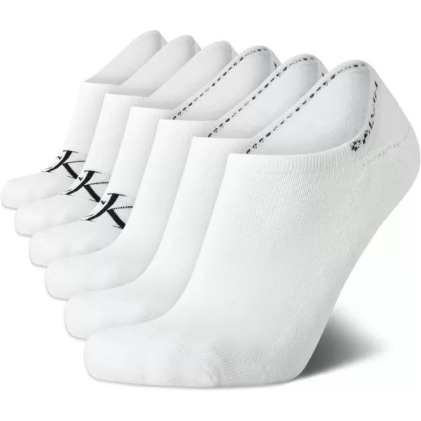 Calvin Klein Mens Socks  No Show Sneaker Liner Socks 6 PackWhite Logo