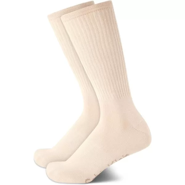 Calvin Klein Mens Socks  Sustainable SuperSoft Luxury Cushion Athletic Crew Socks 2 PackCream