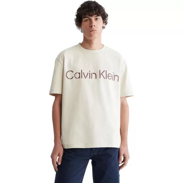 Calvin Klein Mens Stencil Logo Relaxed TeeAsparagus Green