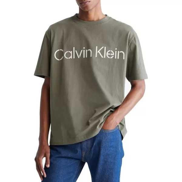 Calvin Klein Mens Stencil Logo Relaxed TeeDusty Olive