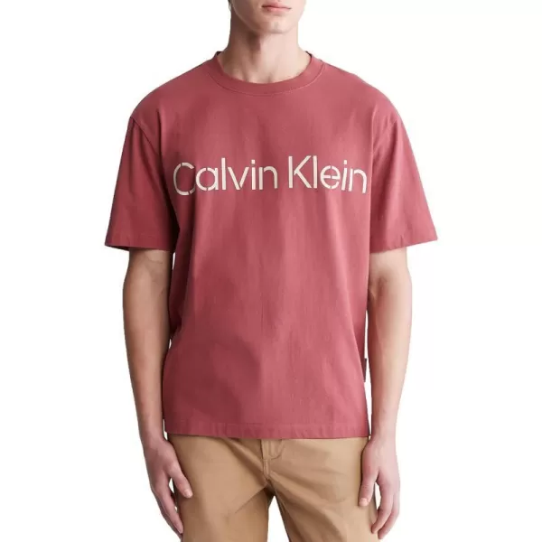 Calvin Klein Mens Stencil Logo Relaxed TeeRaspberry Blush