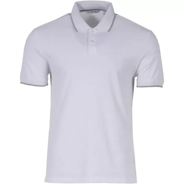 Calvin Klein Mens Stretch Pique Solid Tipped PoloBrilliant White