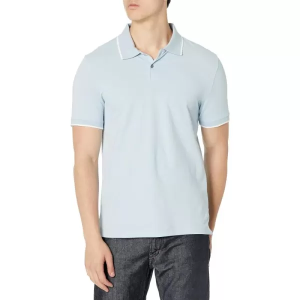 Calvin Klein Mens Stretch Pique Solid Tipped PoloCelestial Blue