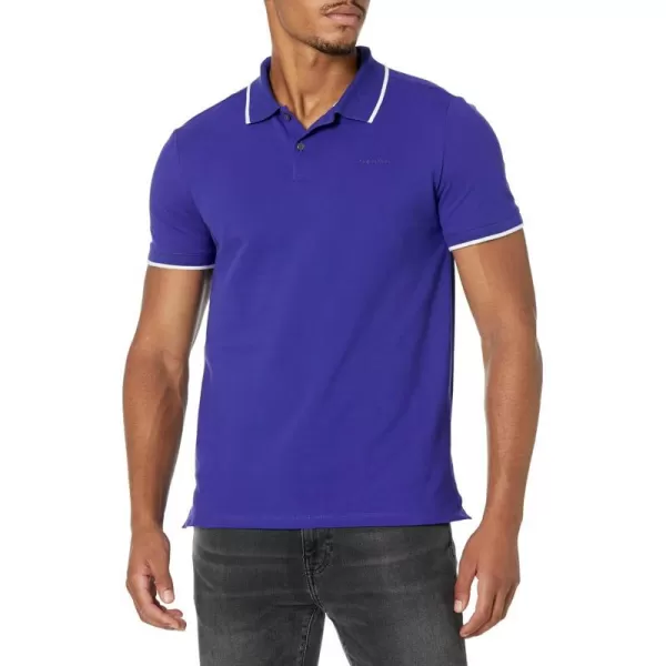 Calvin Klein Mens Stretch Pique Solid Tipped PoloPurple Parade