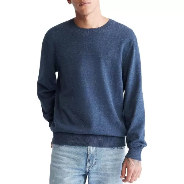 Calvin Klein Mens Supima Cotton Solid Monogram Logo SweaterDenim Heather