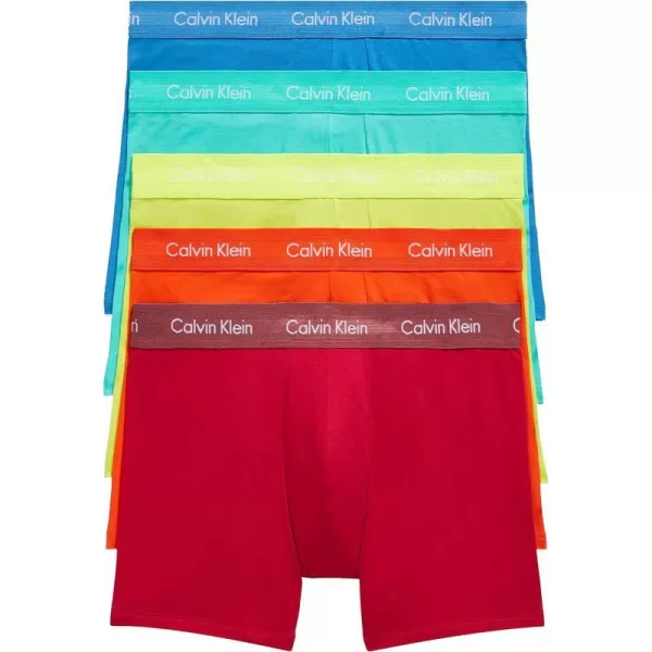 Calvin Klein Mens The Pride Edit 5Pack UnderwearBOXER BRIEF Cherry Tomato Persian Red Lemon Lime Aqua Green Blue Ambience