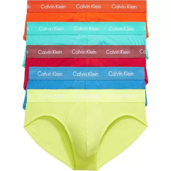 Calvin Klein Mens The Pride Edit 5Pack UnderwearBRIEF Cherry Tomato Persian Red Lemon Lime Aqua Green Blue Ambience