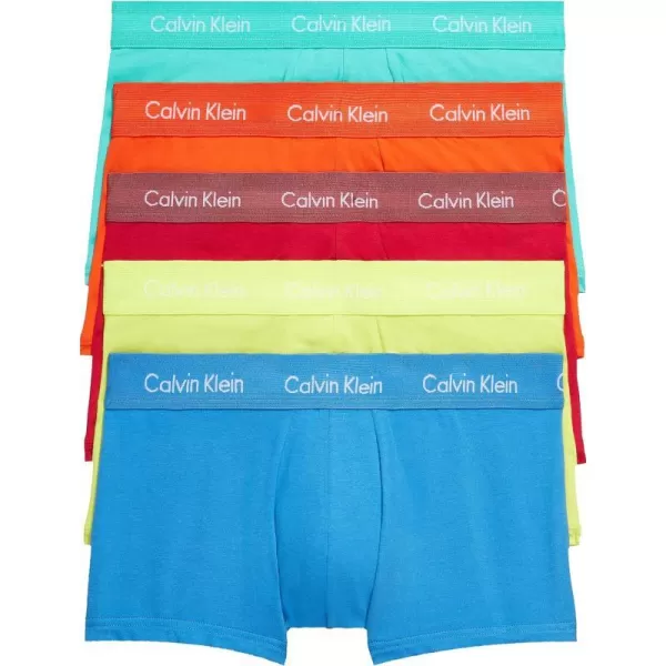 Calvin Klein Mens The Pride Edit 5Pack UnderwearTRUNK Cherry Tomato Persian Red Lemon Lime Aqua Green Blue Ambience