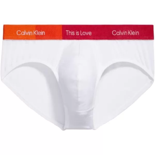 Calvin Klein Mens This is Love Pride Colorblock Cotton UnderwearHIP BRIEF White W Persian Red