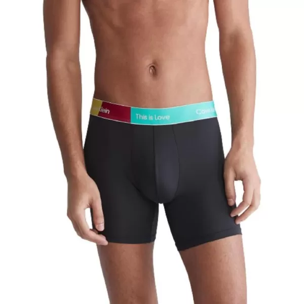 Calvin Klein Mens This is Love Pride Colorblock Micro UnderwearBoxer Brief Black W Aqua Green