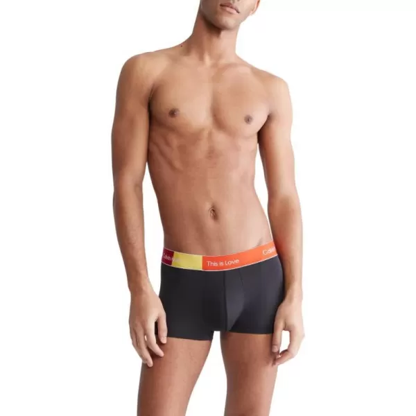 Calvin Klein Mens This is Love Pride Colorblock Micro UnderwearLow Rise Trunk Black W Cherry Tomato