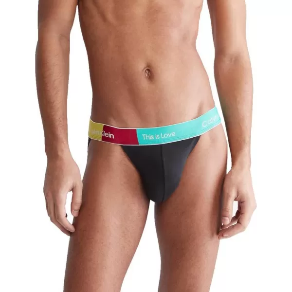 Calvin Klein Mens This is Love Pride Colorblock Micro UnderwearSport Brief Black W Aqua Green