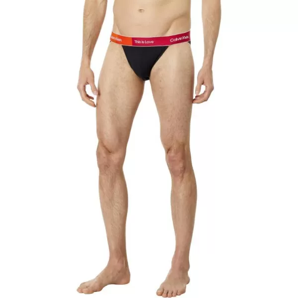 Calvin Klein Mens This is Love Pride Colorblock Micro UnderwearSport Brief Black W Persian Red