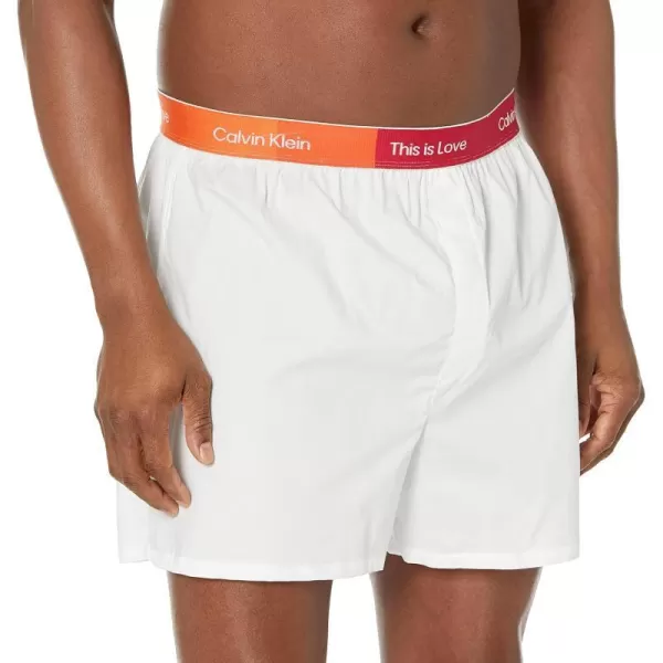 Calvin Klein Mens This is Love Pride Woven BoxerWhite W Persian Red