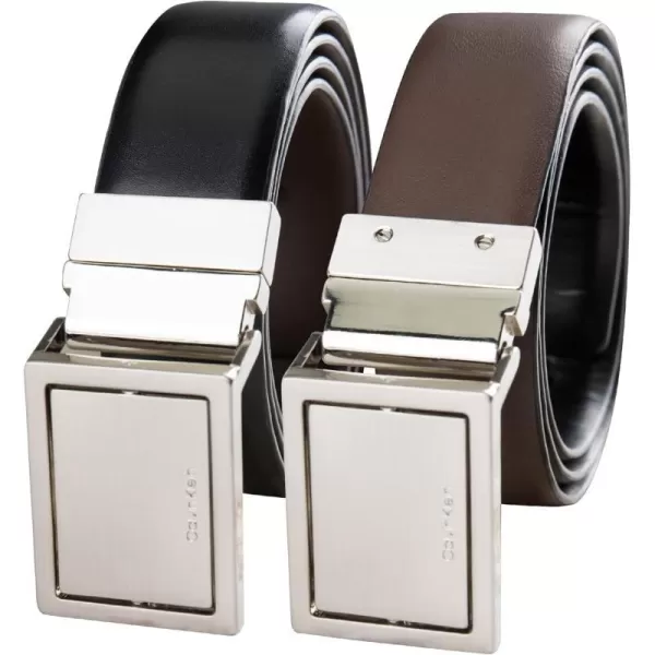 Calvin Klein Mens TwoInOne Reversible Modern Plaque Buckle Dress BeltBlackBrown