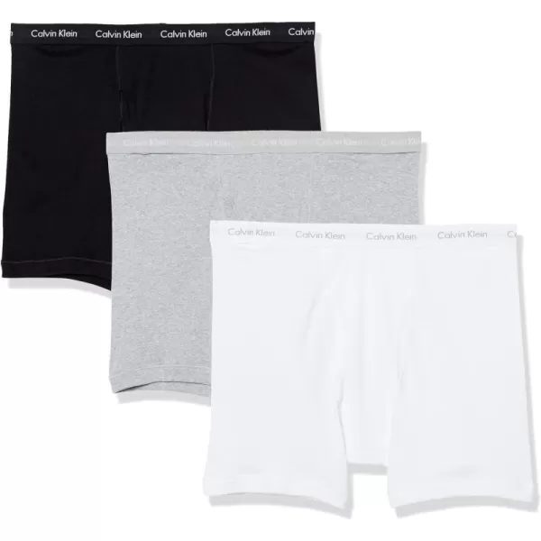 Calvin Klein Mens Underwear Cotton Classics BigampTall 3Pack Boxer BriefBlack Grey Heather White