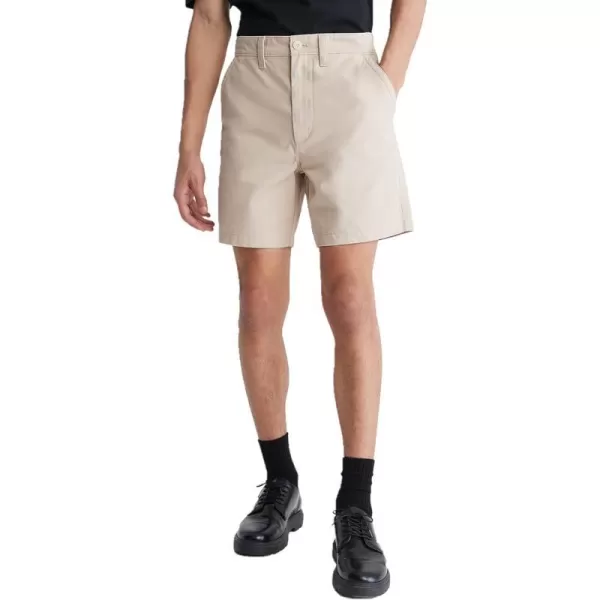 Calvin Klein Mens Utility Chino ShortWhite Pepper