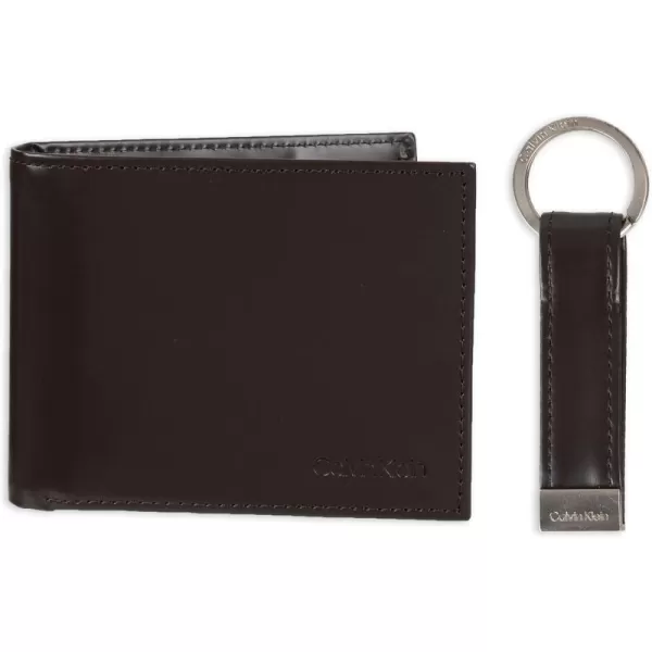 Calvin Klein Mens Wallet SetsMinimalist Bifold and Card CasesBrown Bifold